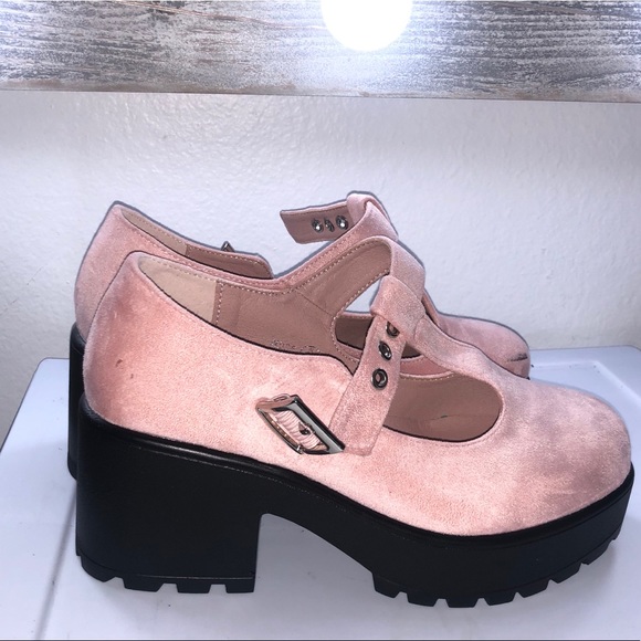 pink platform mary janes